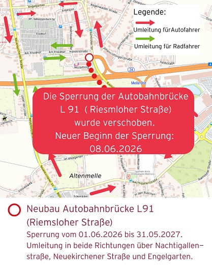Sperrung Riemsloher Straße verschoben Sperrung Riemsloher Straße verschoben © Stadt Melle
